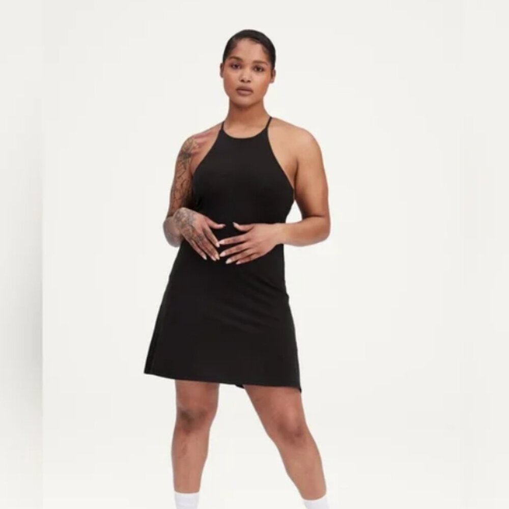 NWT Girlfriend Collective Black Dress Romper Lined XS XXS